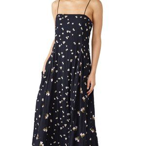vince mixed ditzy hibiscus spaghetti-strap dress